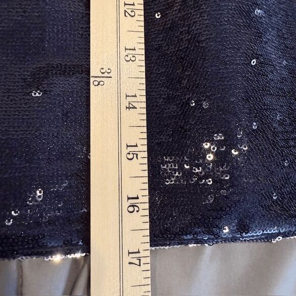 J. Crew Sequin Mini Skirt Navy Blue with Pockets Back Zipper Size 6 - Picture 10 of 11